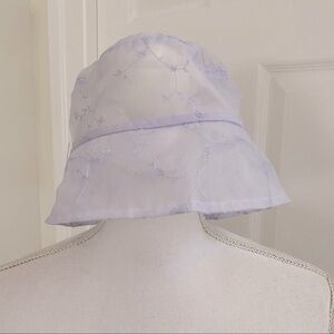 NWT Gymboree Sheer Bucket Hat Lilac Embroidery Sz L-XXL 4-6yrs